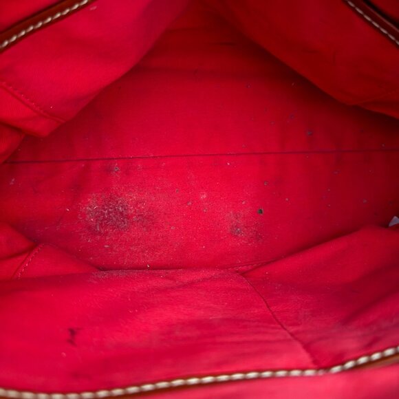 Dooney & Bourke Brown & Tan Pebble Grain Leather Aubrey Dome Satchel Hand Bag - Picture 12 of 16